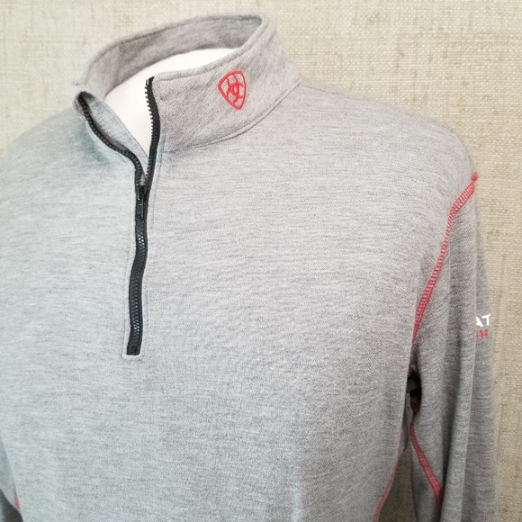 Ariat Other - ARIAT- Men's XL Grey Flame-Resistant Polartec Quarter-Zip Baselayer Shirt